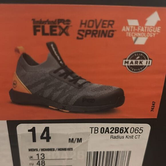 Timberland Pro Orange Gray Radius Knit Slip On Composite Safety Toe Shoe Size 14 - Picture 12 of 13